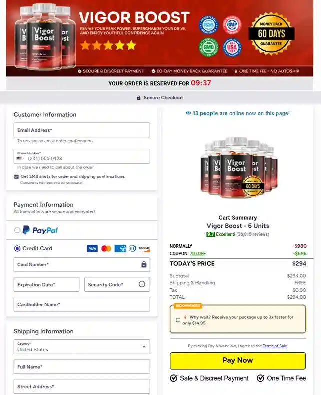 Vigor Boost Order Page